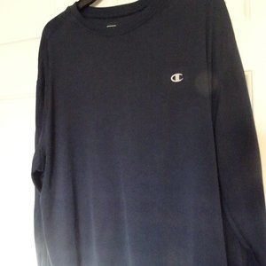 Champion Men's Size XXL Navy Long Sleeve Crew Neck T-Shirt